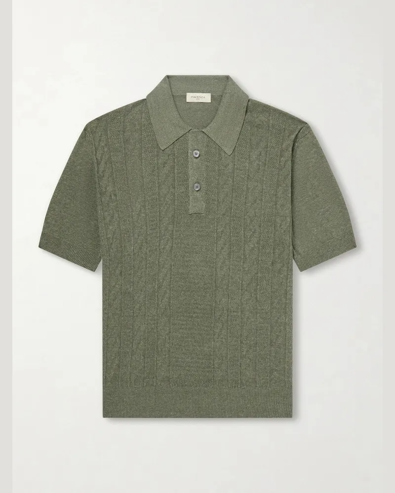 PIACENZA 1733 Silk and Linen-Blend Polo Shirt Green