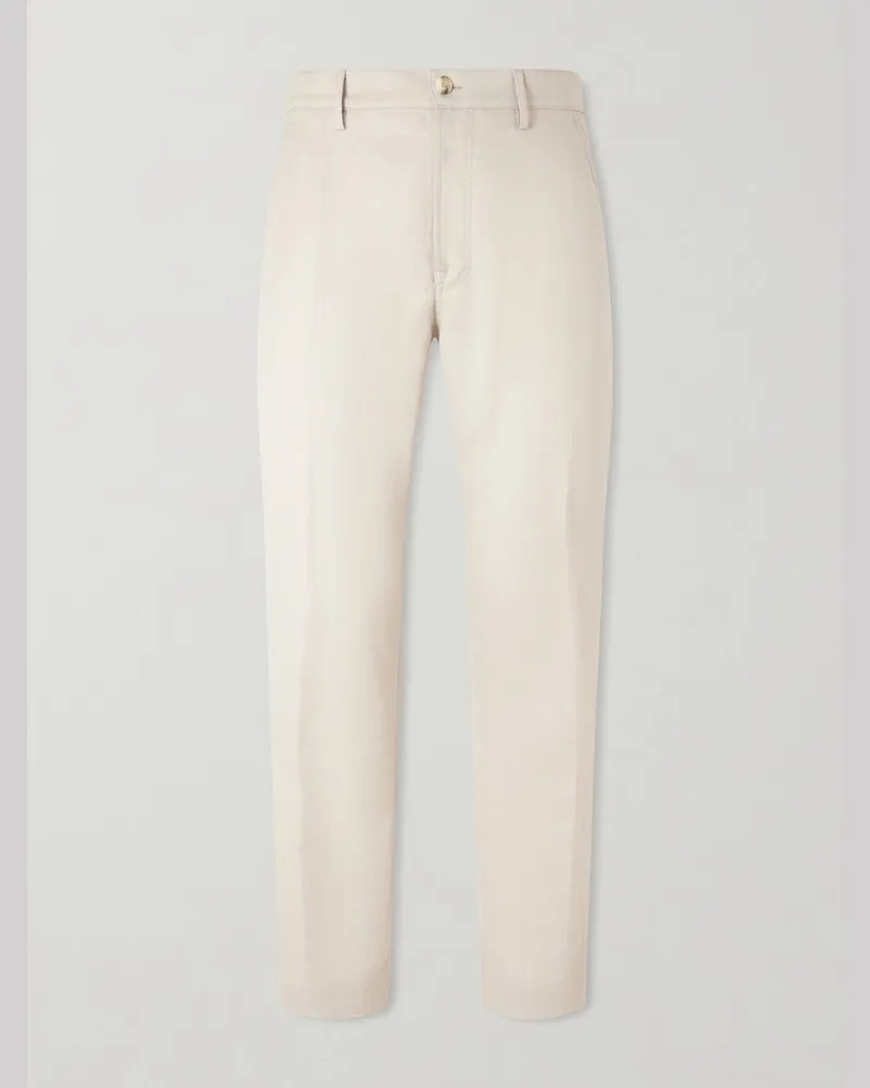 Canali Gerade geschnittene Anzughose aus Twill aus einer Woll-Leinenmischung Neutral