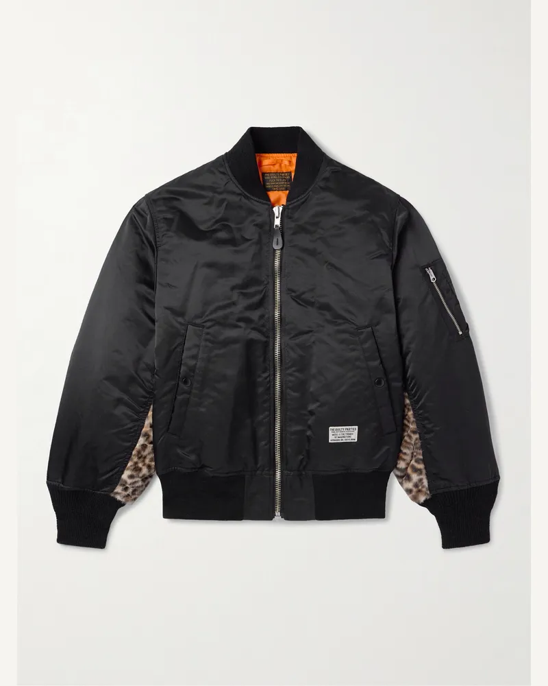 Wacko Maria MA-1 Bomberjacke aus wattiertem Shell mit Faux Fur-Besatz Schwarz