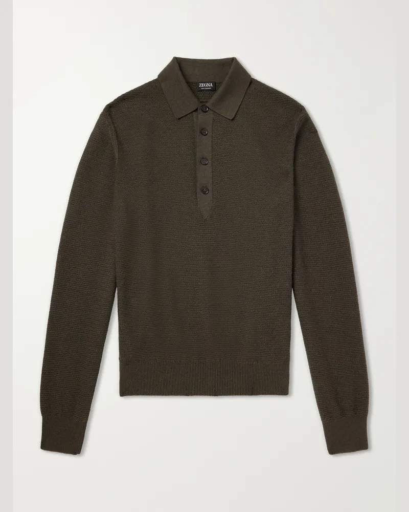 Ermenegildo Zegna Oasi Cashmere Polo Shirt Green