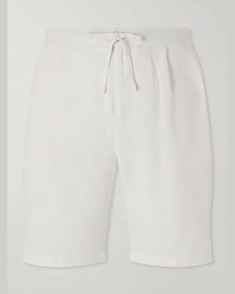 Frescobol Carioca Rui Straight-Let Pleated Drawstring Shorts Neutrals