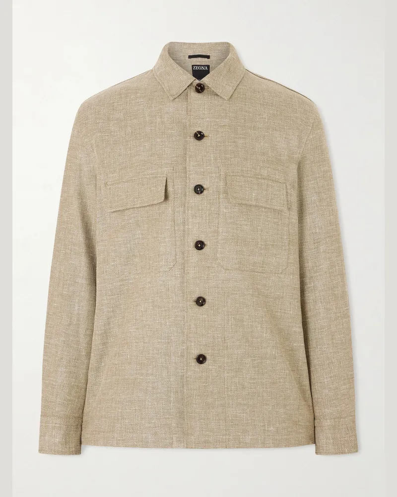 Ermenegildo Zegna Hemdjacke aus Webstoff Grün