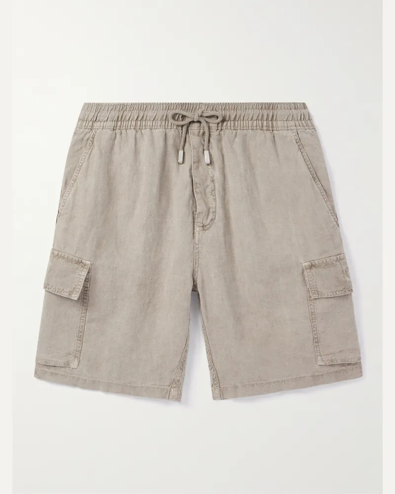 Vilebrequin Baie gerade geschnittene Cargoshorts aus Leinen mit Kordelzug Grün