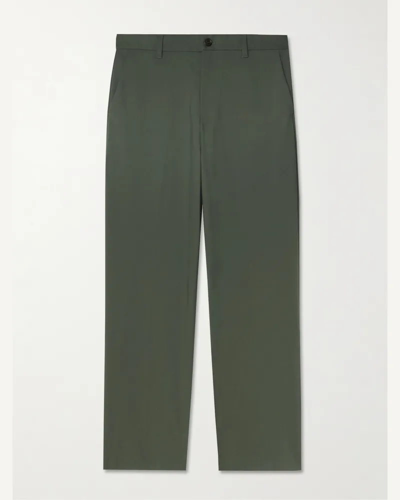 NN 07 Paw 1089 gerade geschnittene Hose aus Twill aus einer Baumwollmischung Grün