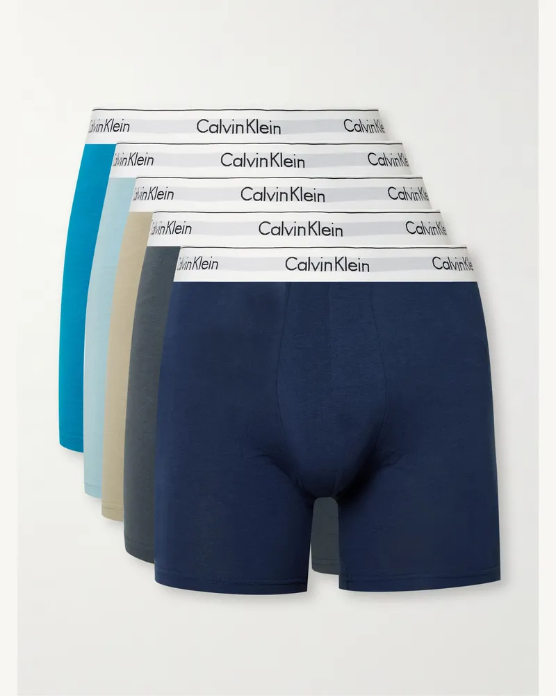 Calvin Klein Modern Set aus fünf Retropants aus Stretch-Baumwolle Blau