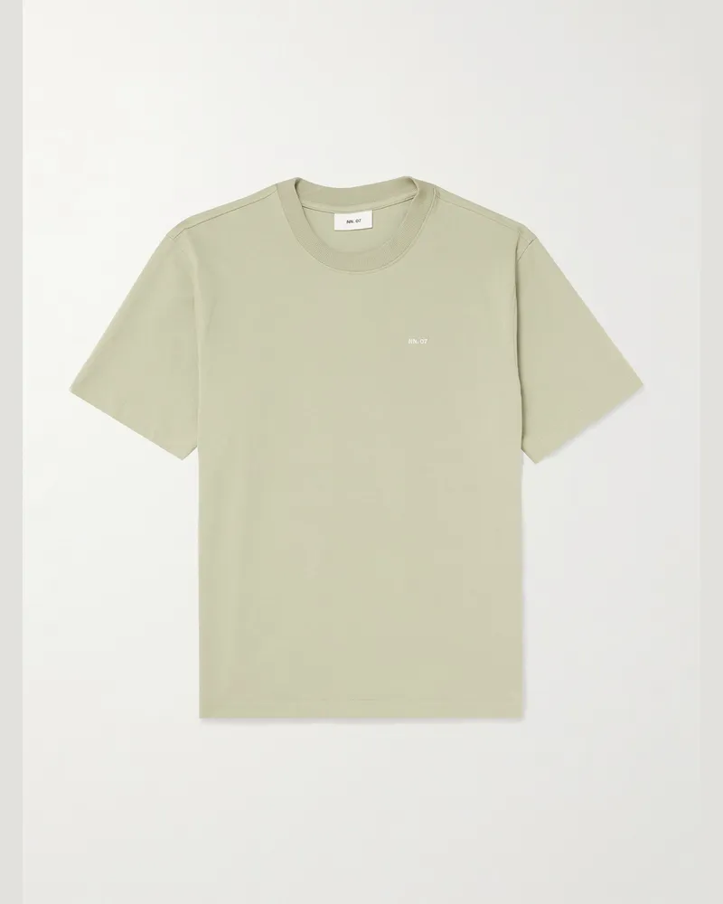 NN 07 Adam 3209 T-Shirt aus Pima-Baumwoll-Jersey mit Logostickerei Grün