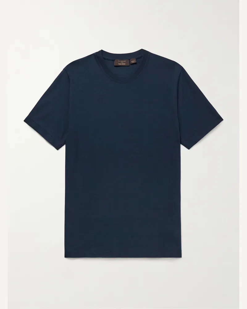 Incotex Zanone schmal geschnittenes T-Shirt aus IceCotton-Baumwolle Blau