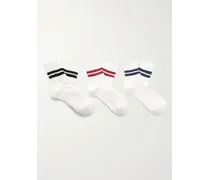 Slub Line Q Set aus drei Paar Socken aus einer Baumwollmischung in Rippstrick mit Streifen