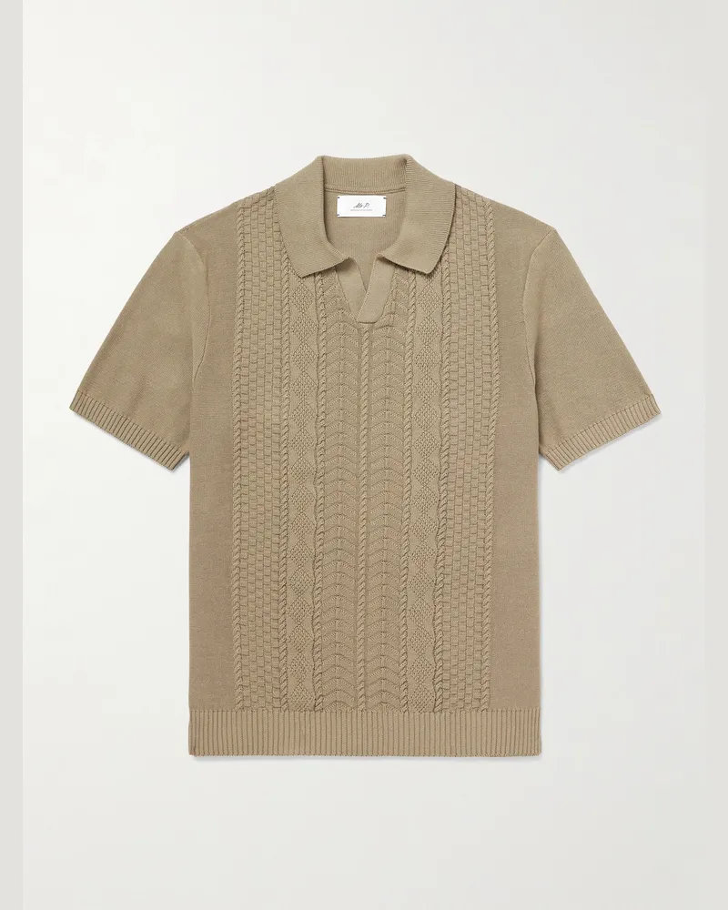 MR P. Johnny Textured Organic Cotton Polo Shirt Brown
