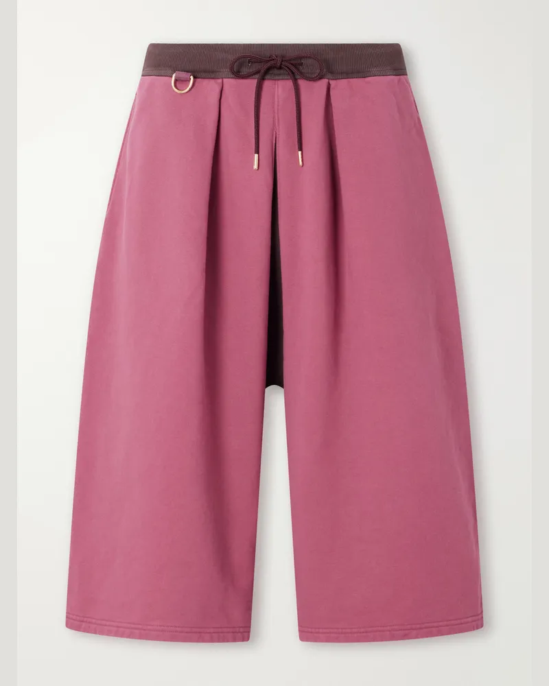 KAPITAL Wide-Leg Cotton-Jersey Drawstring Shorts Pink