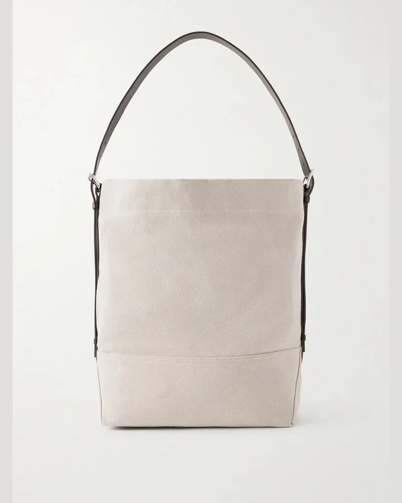 Christophe Lemaire Tote aus Baumwoll-Canvas mit Lederbesatz Neutral