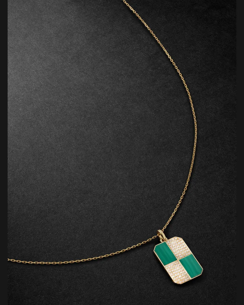 Yvonne Léon Gold, Malachite and Diamond Pendant Necklace Gold
