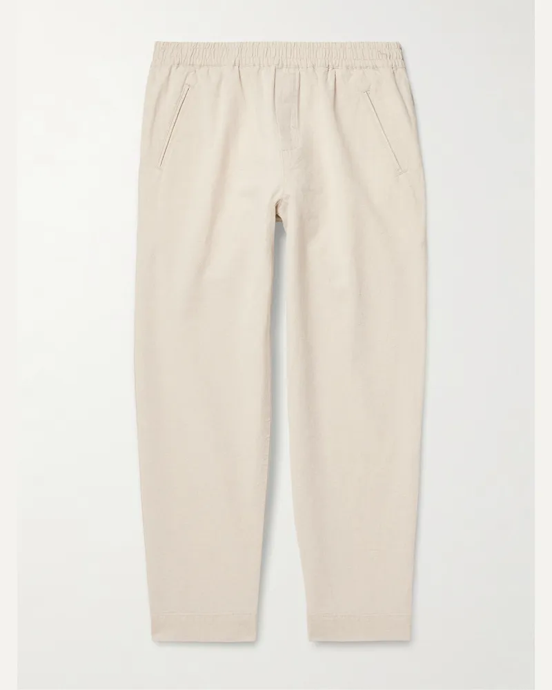 Folk Drawcord Assembly Straight-Leg Linen and Cotton-Blend Trousers Neutrals