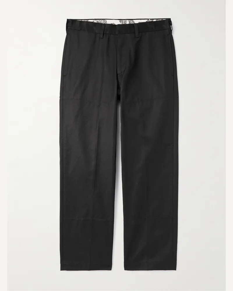 SAINT MXXXXXX Straight-Leg Cotton-Twill Trousers Black