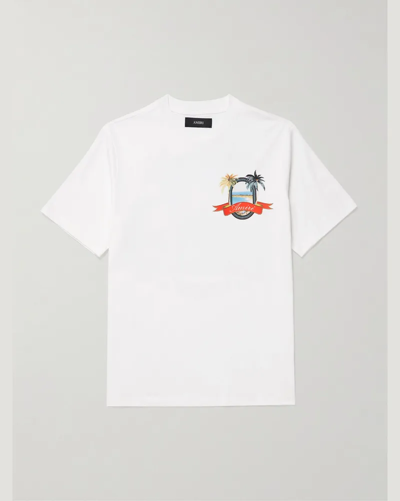 Amiri MA Paradise Logo-Print Cotton-Jersey T-Shirt Neutrals