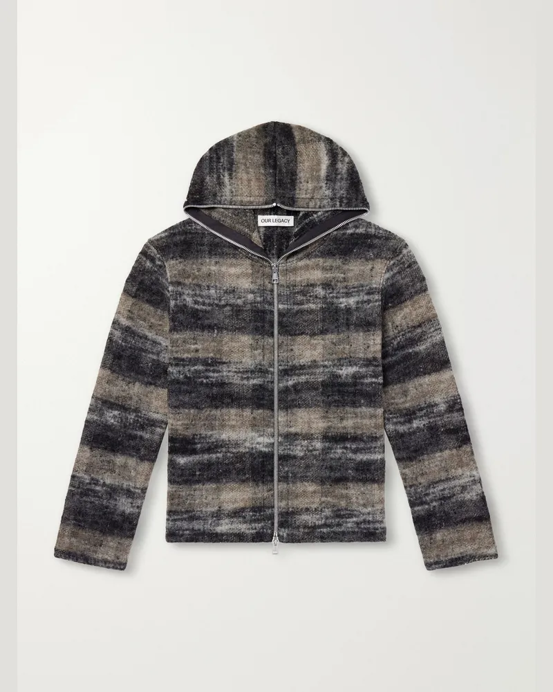 Our Legacy Full Zip Wool-Blend Hooded Blouson Jacket Gray