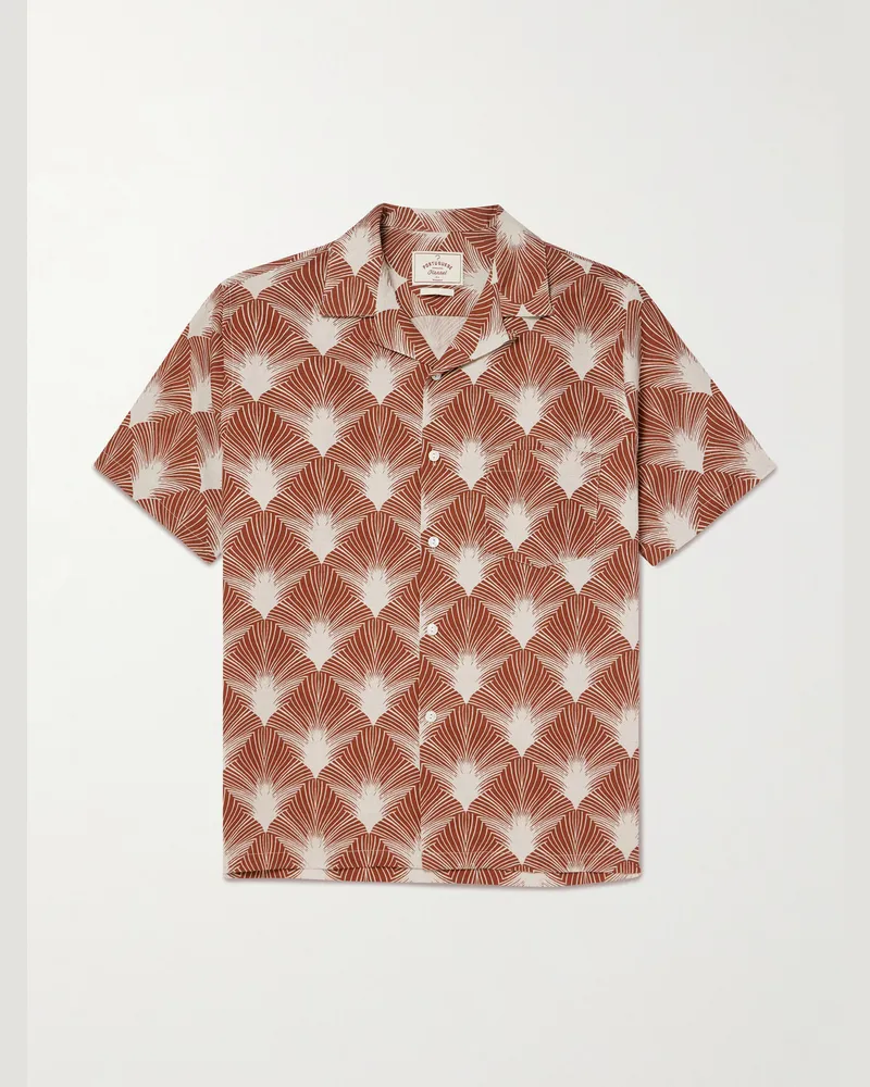 Portuguese Flannel Feathers Printed Linen and Cotton-Blend Shirt Red