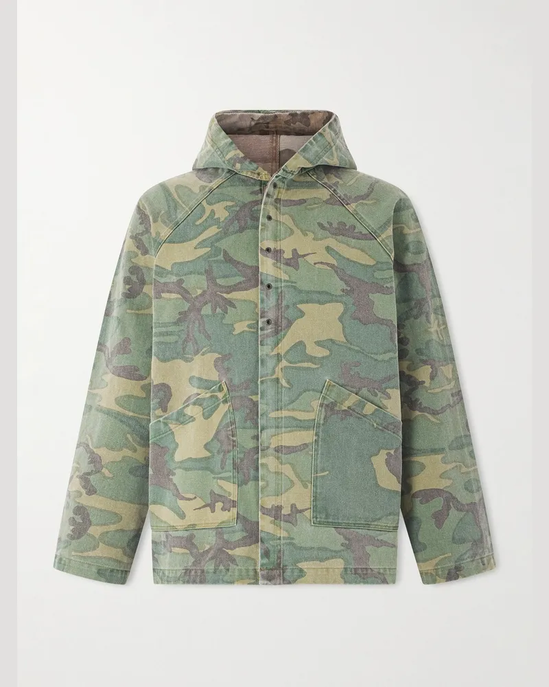 NEEDLES Wendbare Kapuzenjacke aus Baumwoll-Twill mit Camouflage-Print Grün