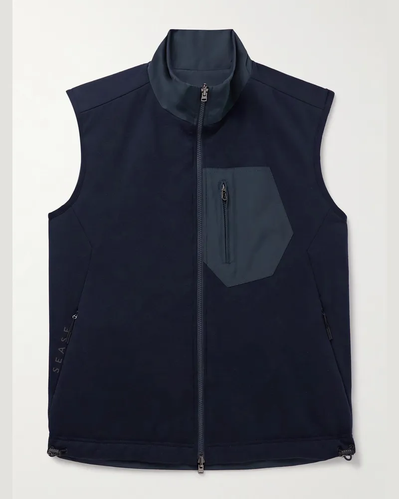 SEASE Explorer wendbare Weste aus wattiertem Jersey aus einer Schurwollmischung und Micro-Ripstop Blau