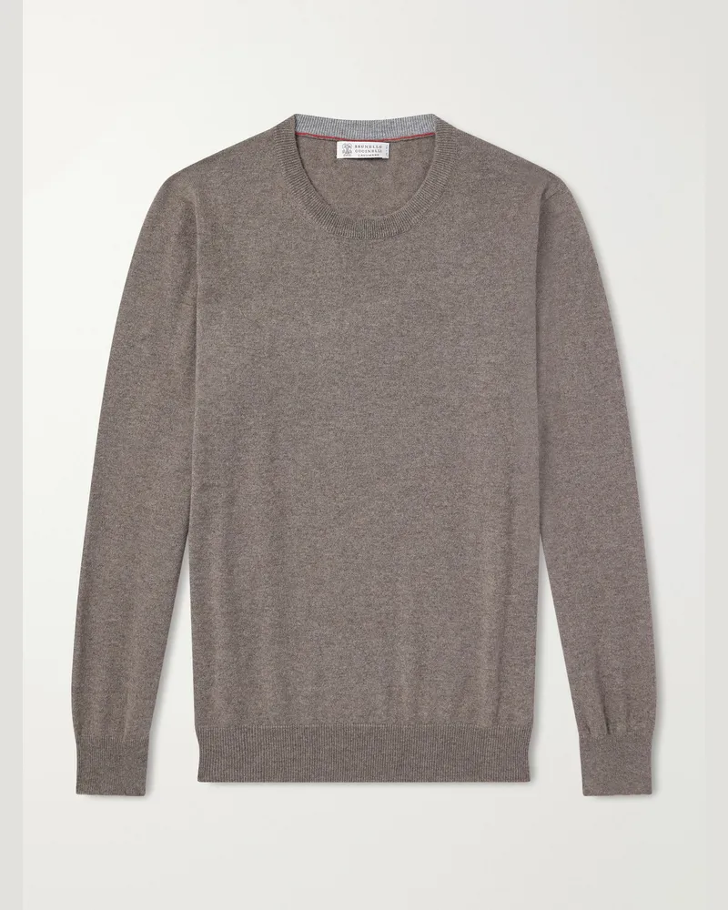 Brunello Cucinelli Slim-Fit Cashmere Sweater Brown
