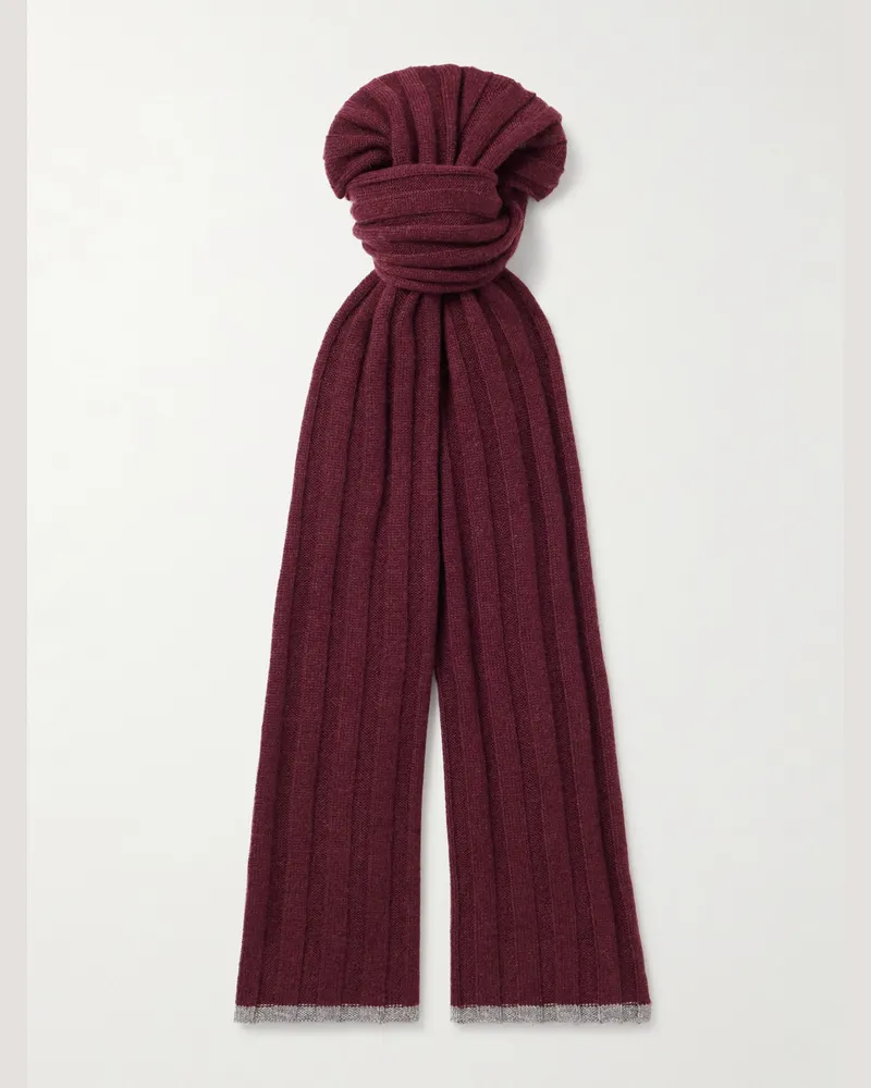 Brunello Cucinelli Ribbed Cashmere Scarf Burgundy