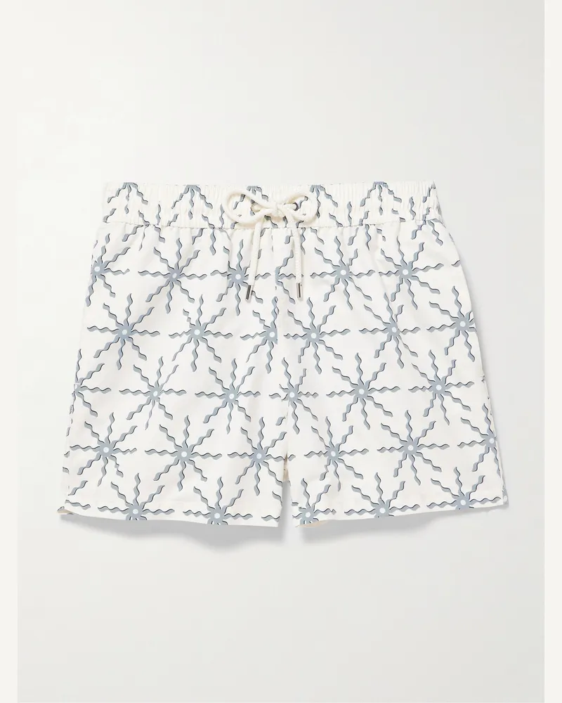 Frescobol Carioca Rio gerade geschnittene, mittellange Badeshorts aus recyceltem Material Weiß