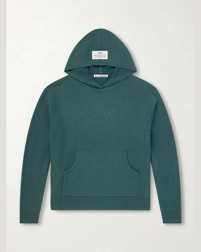 Acne Studios Logo-Appliquéd Cashmere-Blend Hoodie Green