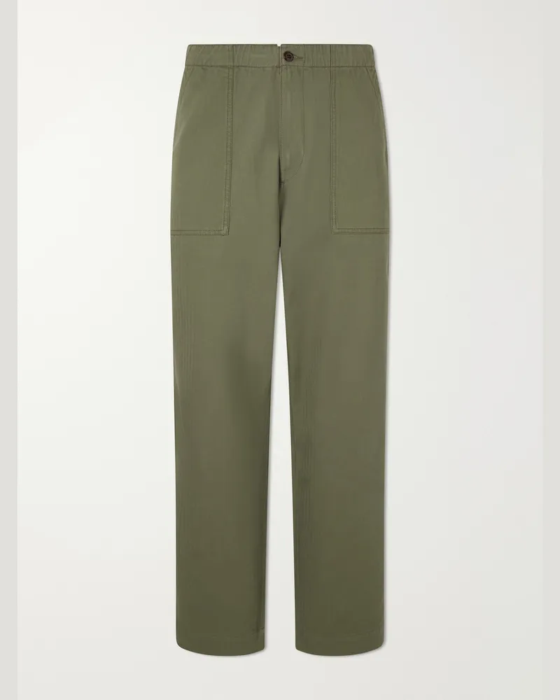 Drake's Straight-Leg Cotton-Blend Cargo Trousers Green