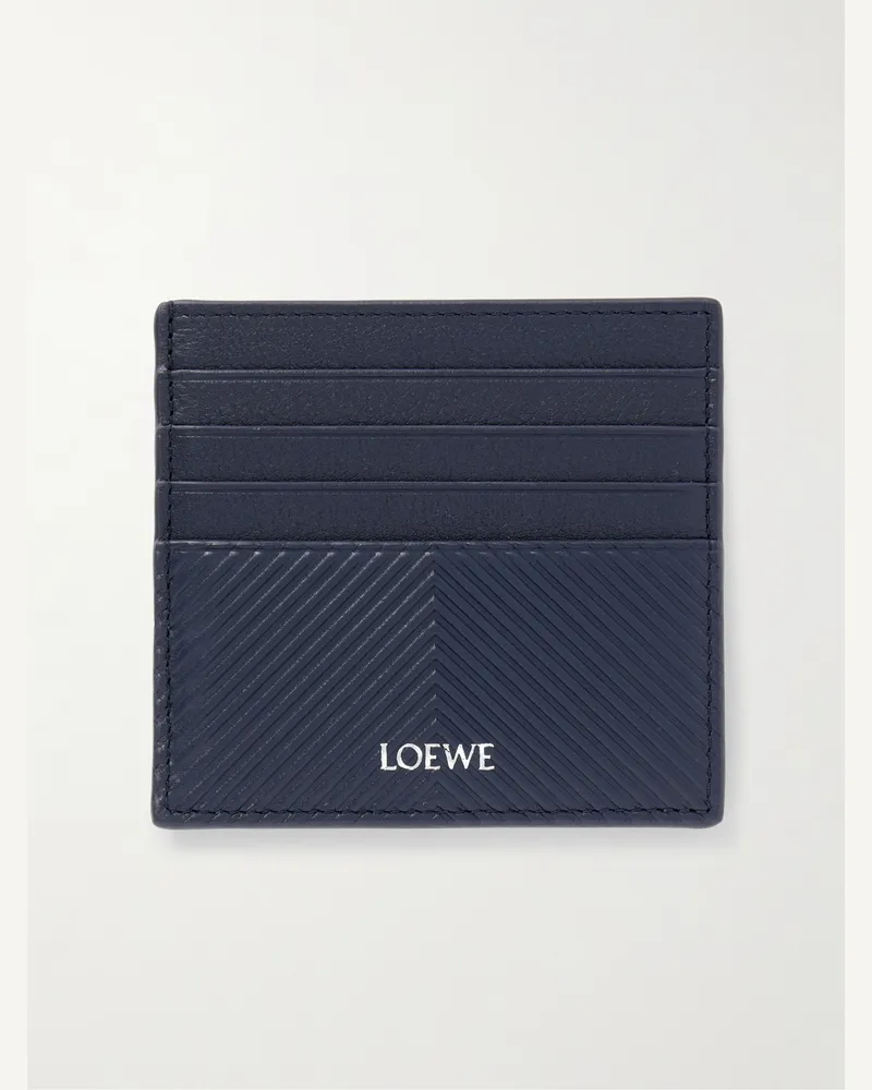 Loewe Kartenetui aus Leder mit Logoprint und Prägung Blau