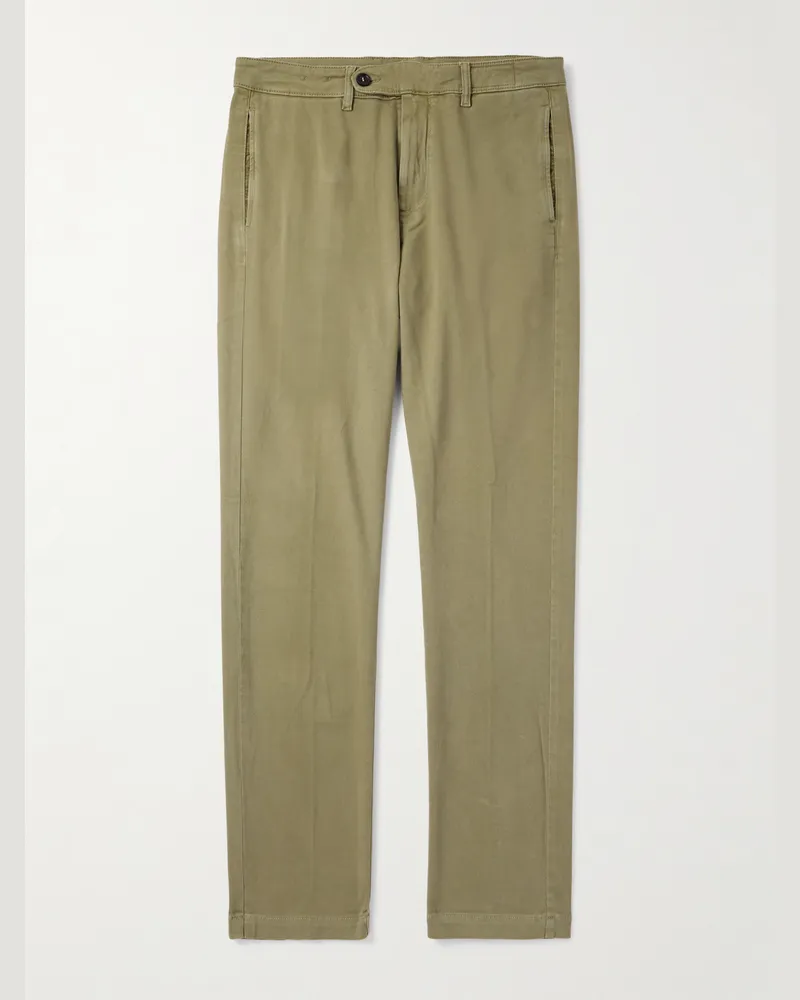 Massimo Alba Winch2 gerade geschnittene Hose aus Twill aus einer Baumwollmischung Grün