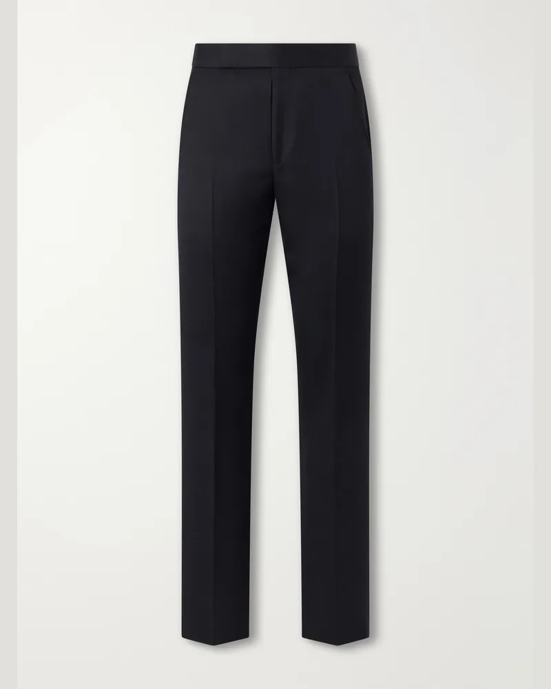 Tom Ford Wool-Blend Grain de Poudre Straight-Leg Trousers Black