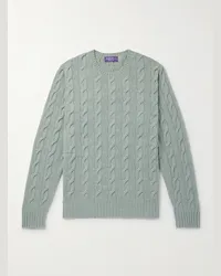 Ralph Lauren Schmal geschnittener Zopfstrickpullover aus Kaschmir Blau