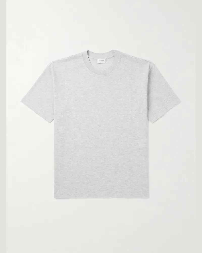 Saint Laurent Cotton-Blend Piqué T-Shirt Gray