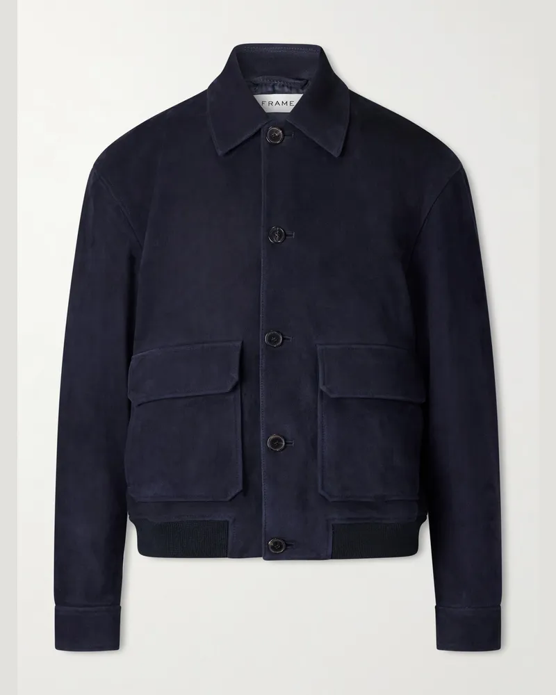 Frame Denim Blouson aus Veloursleder Blau