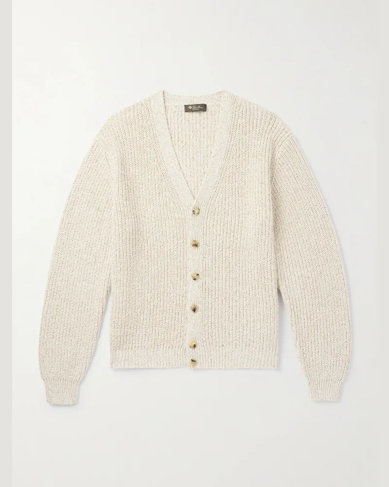 Loro Piana Meina Cardigan aus Baumwolle in Rippstrick Neutral