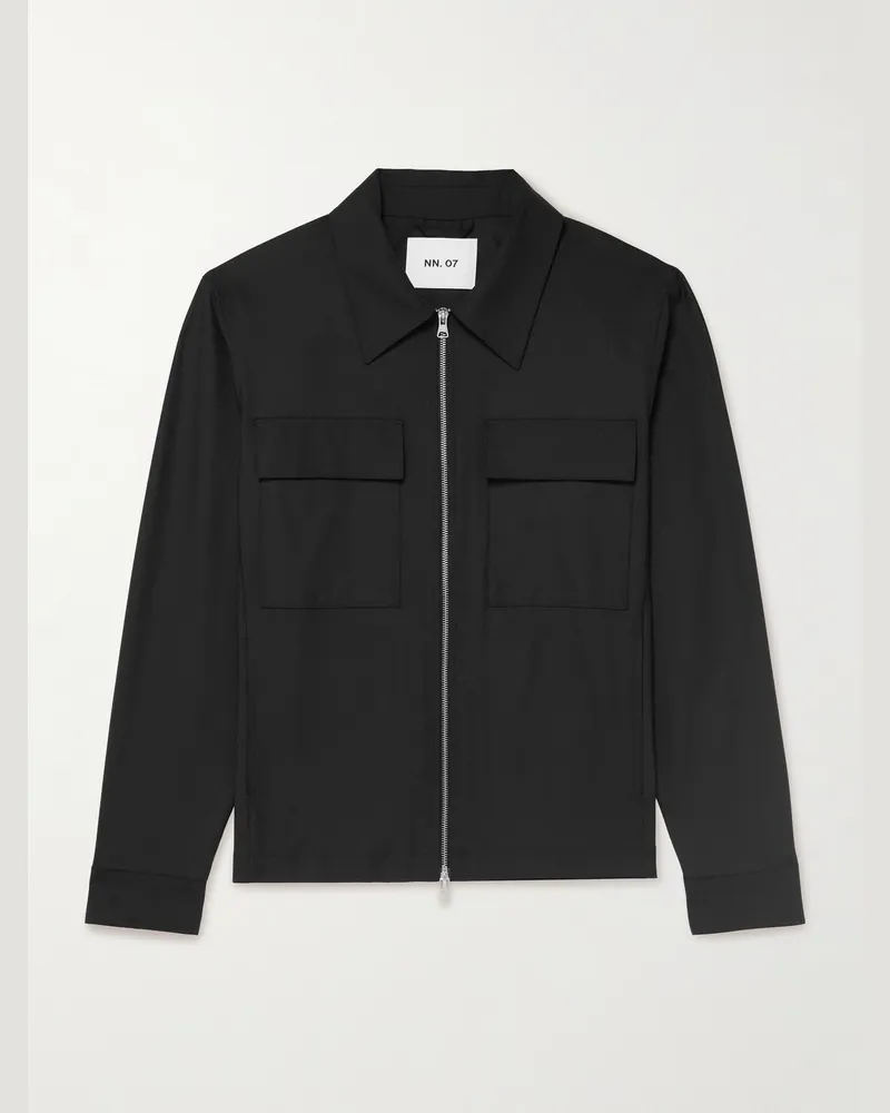 NN 07 Alban 1088 Hemdjacke aus Grain de Poudre mit recycelten Fasern Schwarz