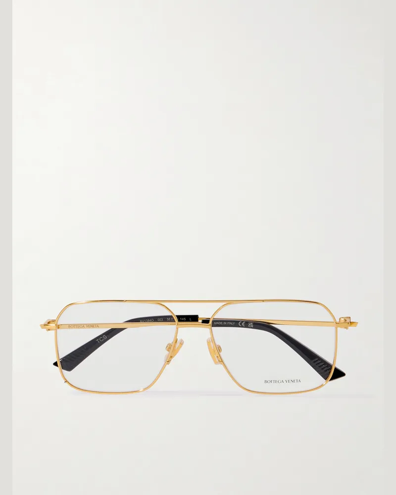 Bottega Veneta Goldfarbene Pilotenbrille Gold