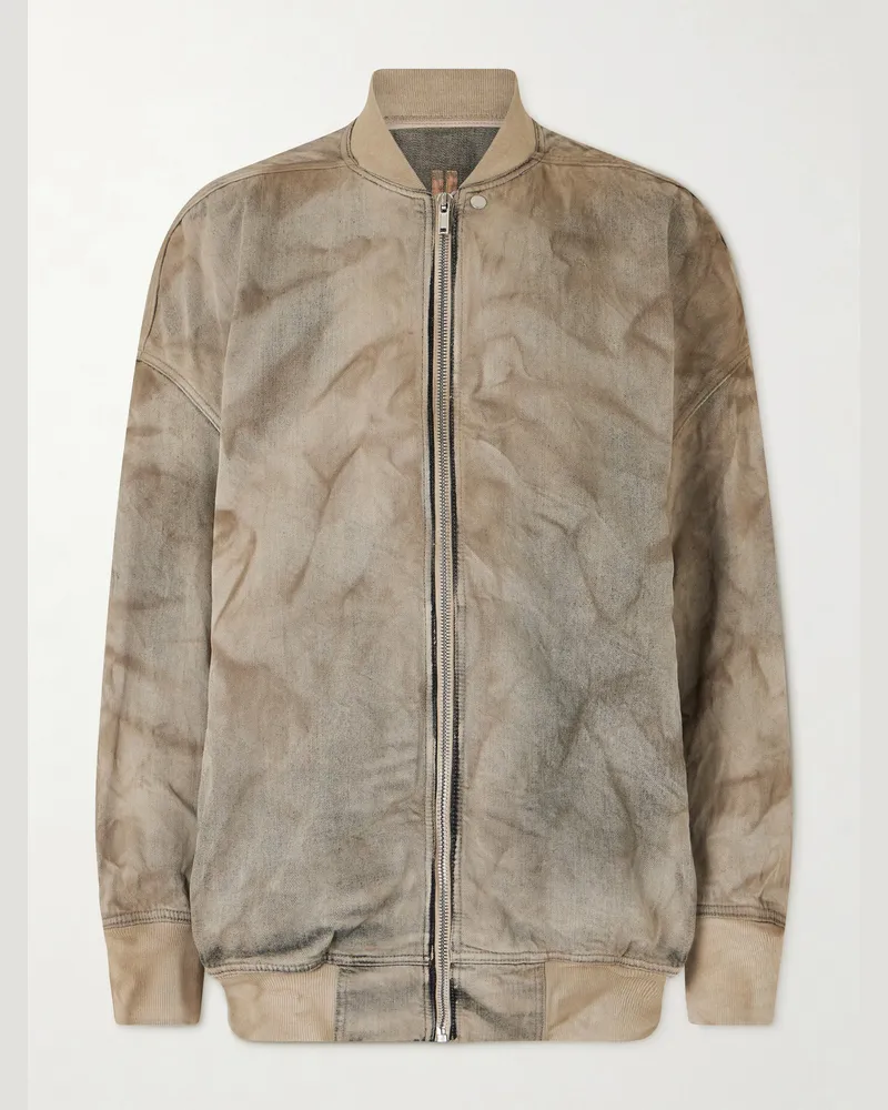 DRKSHDW by Rick Owens Jumbo Oversized Stone-Washed Denim Bomber Jacket Brown