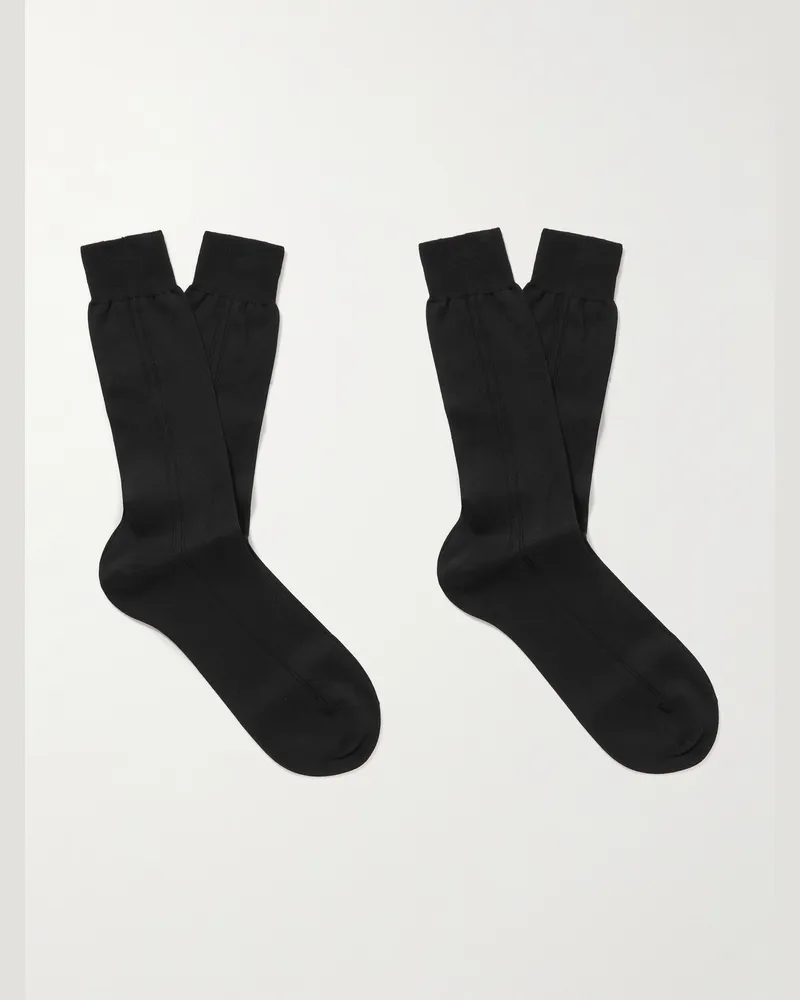 MR P. Ribbed Cotton Socks Black