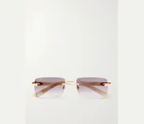 Signature C Rimless Rectangular-Frame Gold-Tone and Acetate Sunglasses