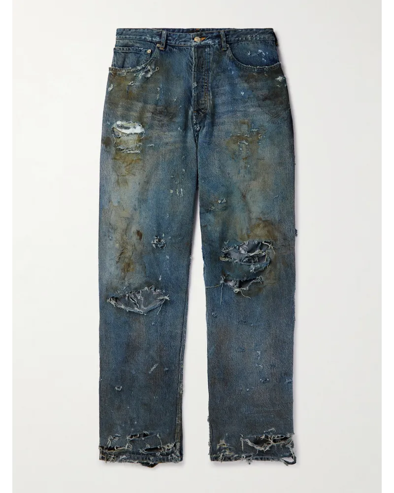 Balenciaga Super Destroyed weit geschnittene Jeans Blau