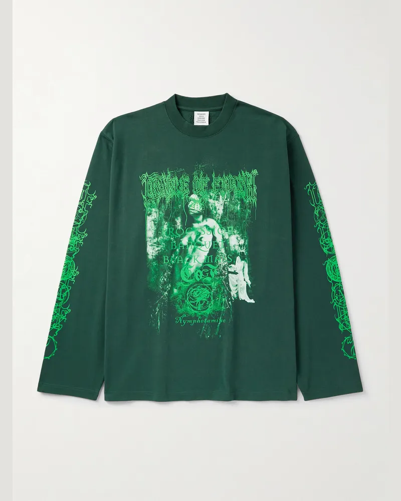 VETEMENTS Oversized Printed Cotton-Jersey T-Shirt Green