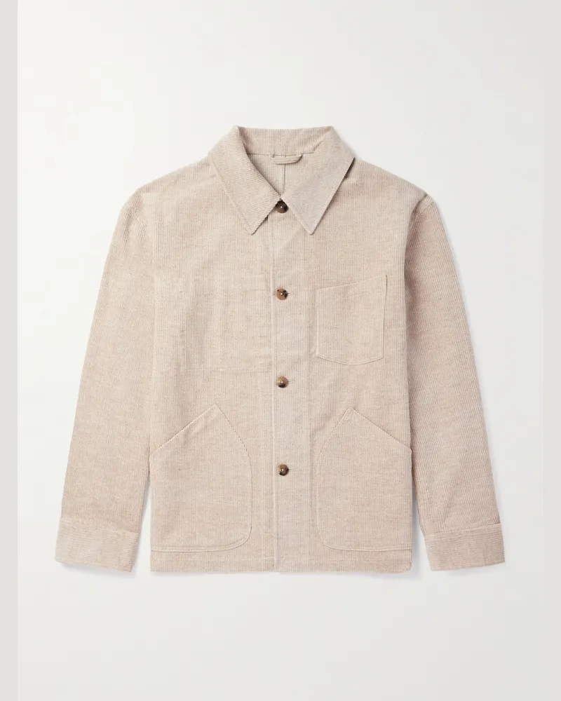 De Bonne Facture Hemdjacke aus Cord aus einer Baumwoll-Leinenmischung Neutral