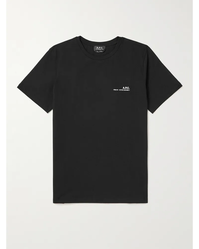 A.P.C. T-Shirt aus Baumwoll-Jersey mit Logoprint Schwarz