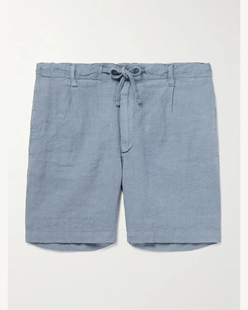 Hartford Tank gerade geschnittene Shorts aus Leinen mit Kordelzugbund Blau