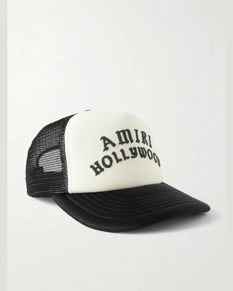 Amiri Hollywood Logo-Embroidered Cotton-Canvas and Mesh Trucker Cap Black