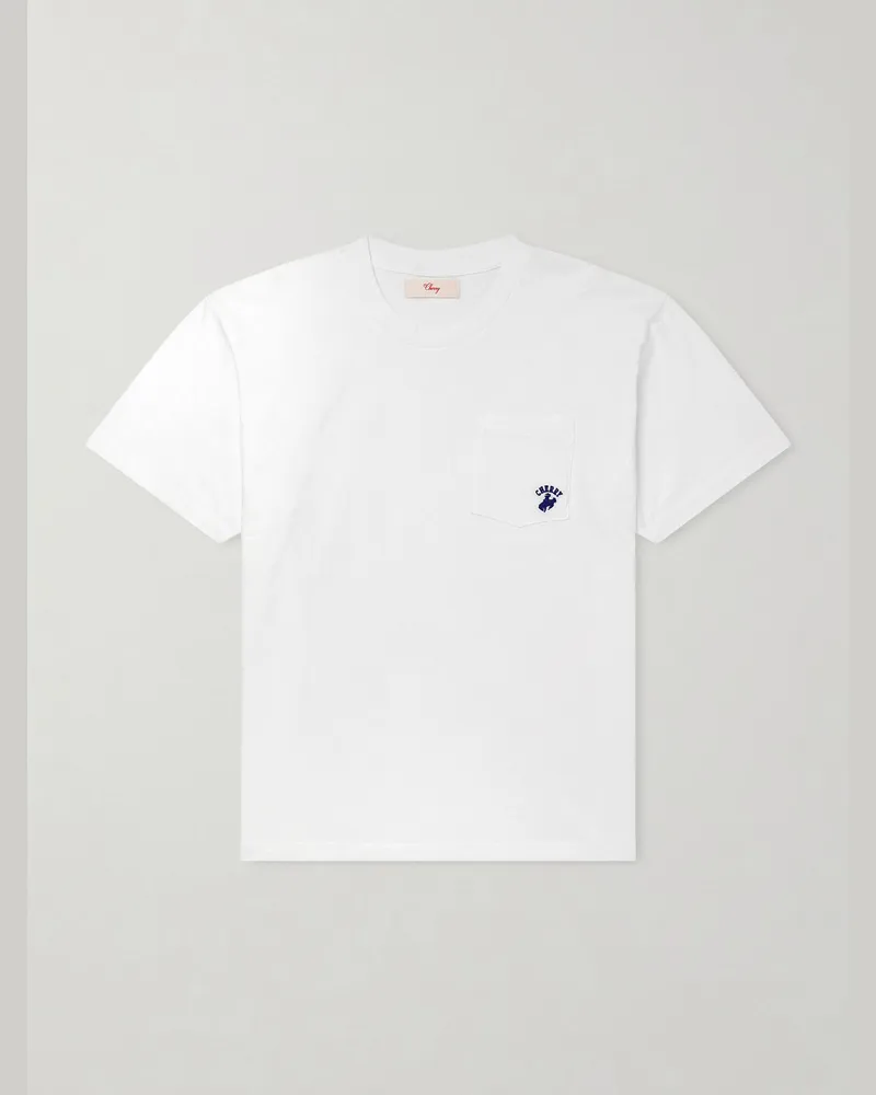 Cherry Los Angeles Western Athletic Logo-Embroidered Cotton-Jersey T-Shirt White