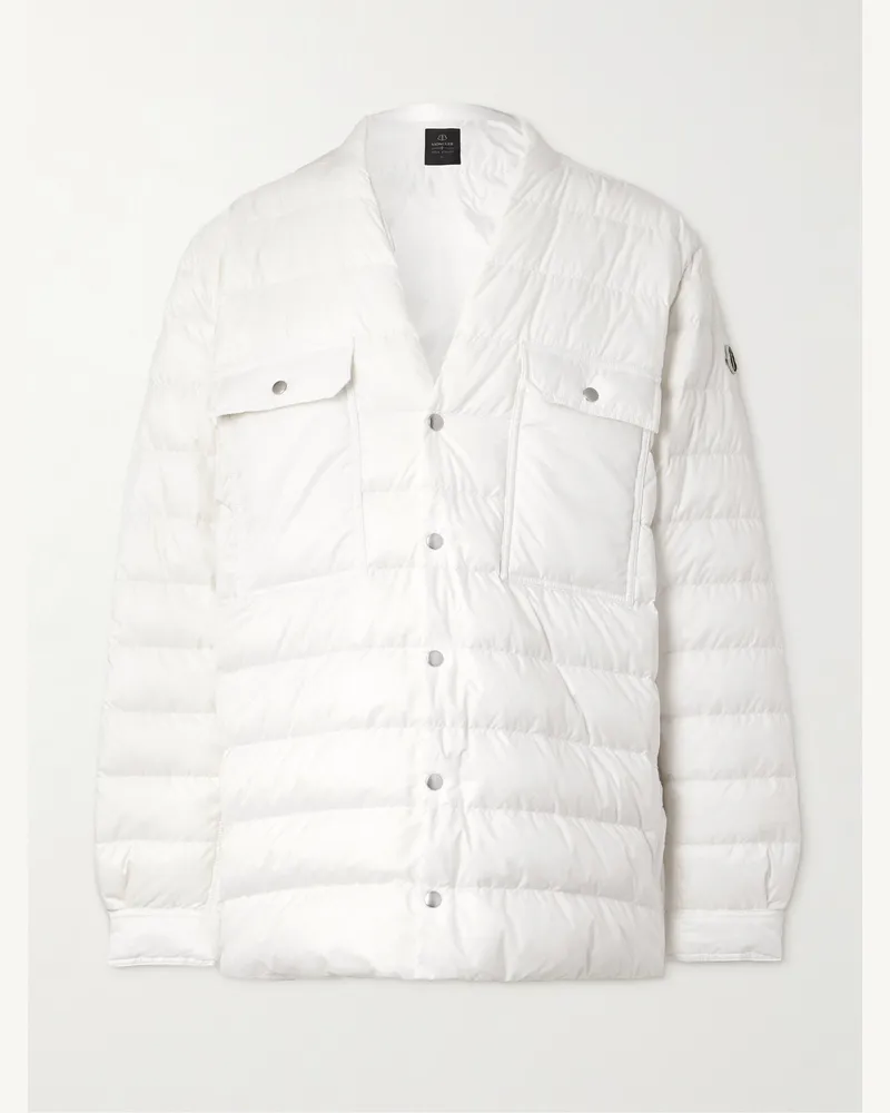 Rick Owens Moncler Daunenjacke aus gestepptem Shell mit Logoapplikation Weiß