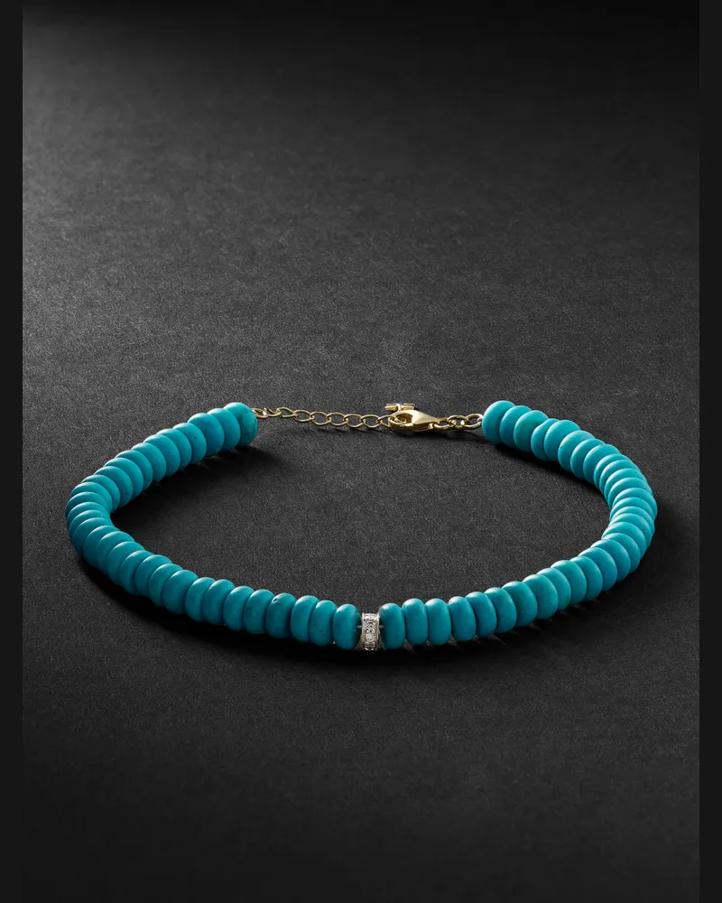 MATEO Armband mit Details aus Gold, Türkisen und Diamanten Blau