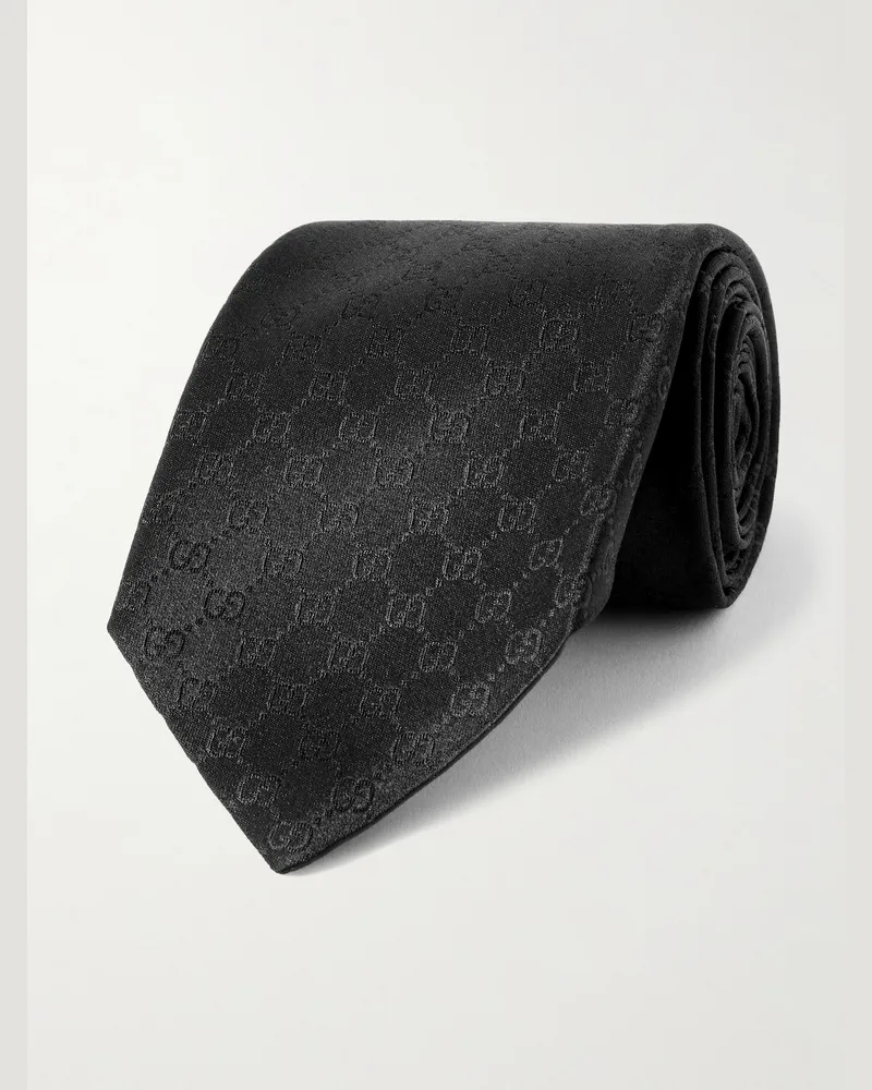 Gucci 8cm Logo-Jacquard Silk Tie Black